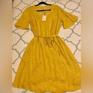 NWT A New Day Yellow Flutter Sleeve Dress Size L